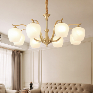 美式客厅吊灯复古卧室餐厅现代简约轻奢大气，欧式法式全铜中山灯具