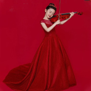 儿童礼服高端红色拖地走秀长裙小主持人，钢琴小提琴表演演出连衣裙