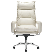 白色牛皮老板椅简约现代班椅，真皮办公椅电脑椅，总裁椅舒适直播椅子