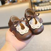 春秋季女宝宝鞋子1一2岁小童，公主单鞋婴儿，皮鞋防滑软底女童学步鞋