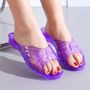 浴室塑胶拖鞋外穿夏季水晶水晶鞋女士防滑透明防臭塑料果冻鞋