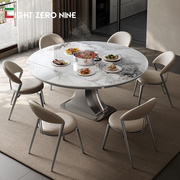 伸缩折叠餐桌家用小户型岩板餐桌方变圆形抽拉带转盘多功能餐桌