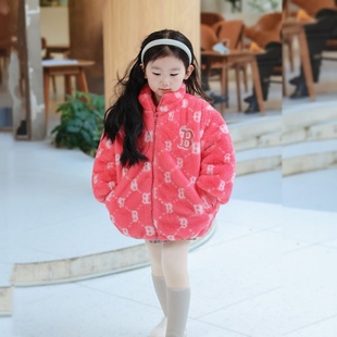韩版休闲女童加绒毛毛衣2023冬装，女宝宝洋气，加厚外套儿童保暖
