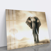 骁卫简约现代轻奢高清大象无框钢化玻璃装饰画家装客厅挂墙背景画