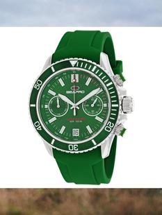 Seapro 全球购流行手表绿色硅胶表带双眼计时腕表男子 SP0335