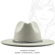 Unisex Wide Brim Felt Hats Men Women Panama Trilby Hat爵士帽