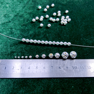s925纯银珠子散珠圆珠，泰银配件隔珠diy手工水晶，手链项链饰品材料