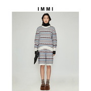 IMMI胶囊系列复古提花圆领羊绒针织套装192SE803Y