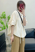 白衬衫女小个子短款五分袖衬衣2023韩版春夏宽松休闲法式上衣