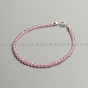 Ciel原创手工天然粉色锆石手链3mm切面极细手串脚链项链叠加少女