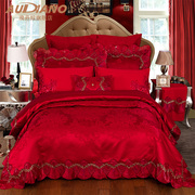 送六澳丹奴结婚红色床上用品婚庆床品十件套婚庆粉色套件