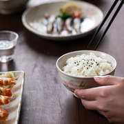 日本进口美浓烧粗陶日式餐具冰裂纹双耳钵帆布纹花瓣方盘圆盘饭碗