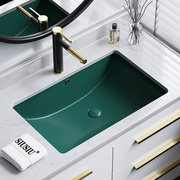 绿色长方形陶瓷洗手池大理石嵌入式台下盆大小号洗漱洗脸台盆面盆