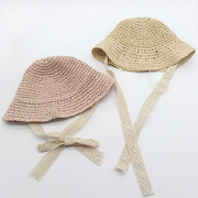 女宝宝草帽儿童帽子夏季薄款10个月-2岁大檐防晒渔夫帽女童遮阳帽
