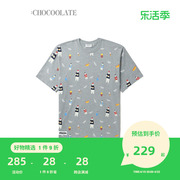 CHOCOOLATE男装短袖T恤2023夏季趣味休闲图案满印1386XUK