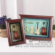 复古小提琴创意工艺品实木，相框欧式家居摆件装饰生日礼物