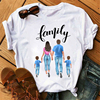 Family Mom And Dad Print T-shirt 欧美家庭亲子装女T恤短袖
