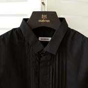 窄领礼服高档衬衫！意大利潮牌BIKKEMBERGS黑色收腰修身毕盖帕克