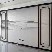 3d壁画新中式电视背景墙立体客厅水墨墙布简约壁纸，山水8d影视墙纸