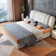 。现代简约软包床1.5米储物皮床双人床轻奢主卧1.8皮艺床婚床