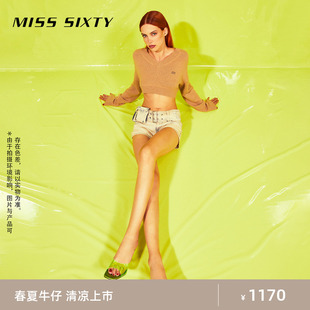 misssixty2024春季浅色牛仔，短裤女配腰带设计工装性感辣妹风
