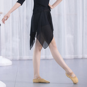 2024拉丁舞半身裙女舞蹈练功服，跳舞黑色雪纺，短纱裙成年练习衣