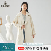 eland衣恋复古简约西装大翻领，风衣外套女中长款上衣