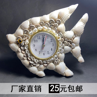 天然海螺贝壳工艺品，摆件创意贝壳表电子钟表，地摊货源夜市