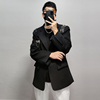 胸针垫肩西服夜店男发型师韩版设计感小众别针网红白色西装外套潮