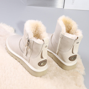 2023冬季雪地靴女防水皮面，加绒加厚短筒防滑保暖皮毛一体棉鞋
