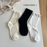 夏季纯色短筒袜子女纯棉薄款日系，学生运动透气短袜运动纯棉中筒袜