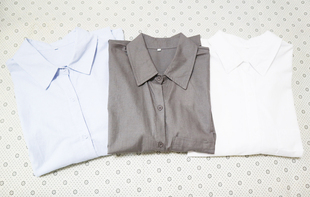亚麻女士长袖，衬衫棉麻休闲开衫，白色蓝色灰色