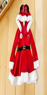 圣诞节儿童服装女童红色金丝绒圣诞连衣裙表演服演出圣诞老人服饰