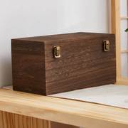 实木家用带盖收纳箱中式复古装茶具的茶盒大容量首饰盒带锁扣防尘