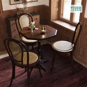 咖啡厅桌椅实木美式复古主题西餐厅，椅子奶茶店网红甜品烘焙店桌子