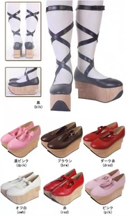 日本bodyline哥特风格，木纹松糕底绑带，鞋软妹lolita洛丽塔西太后