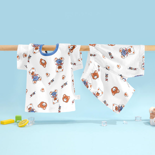 宝宝短袖套装夏季薄款卡通，新生儿纯棉儿童，夏季短裤婴儿衣服春夏装