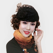 蕾丝小贝雷帽遮白发绣脸型韩国风(韩国风，)发饰欧美复古蝴蝶结礼帽时尚发箍