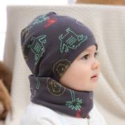 儿童帽子a类纯棉宝宝，套头帽春秋冬男童，婴儿帽女童围巾套装婴幼儿