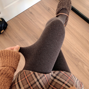 秋冬季奶咖啡色连裤袜女加厚加绒烟灰色，打底裤袜显瘦深灰色踩脚袜