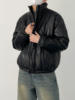 SF/冬韩版时髦复古菱格机车PU皮短款立领棉衣男士宽松皮夹克外套