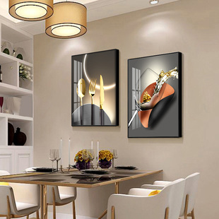 2023年餐厅装饰画现代简约饭厅餐桌挂画北欧轻奢高档两联壁画