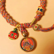 唐卡手链扎基拉姆，热贡手绘唐卡藏式手编绳，手链吞金兽