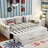 实木沙发床客厅双人床小户型，推拉床坐卧两用储物沙发床折叠沙发床