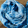 纯手工植物蓝染云纹纯棉，围巾长方形蓝色，青年中国风文艺个性百搭