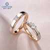 18k彩金钻石情侣对戒au750玫瑰，金白金(金白金，)撞色设计双色工艺戒指钻戒女