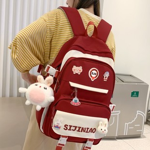 中学生书包女生初中生韩版可爱双肩包纯色小学生三四五六年级背包