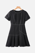 伊系列2023夏季女士黑色气质短袖连衣裙M6897