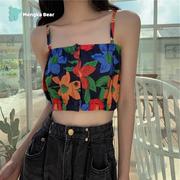 碎花吊带女夏小心机外穿抹胸裹胸上衣百搭高腰，露脐无袖短款背心