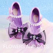 公主鞋女童皮鞋儿童库洛米爱心钻凉鞋包头蝴蝶结飘带紫色夏鞋子装